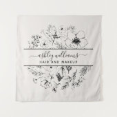 ボモダンタニカル赤面とブラック タペストリー (正面)