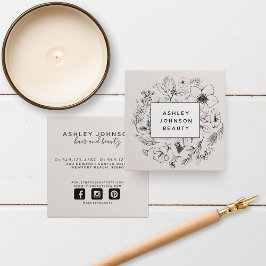 ボモダンタニカル赤面ピンク白と黒 スクエア名刺