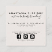 ボモダンタニカル赤面ピンク&ブラックスクリプトスクエア スクエア名刺 (裏面)