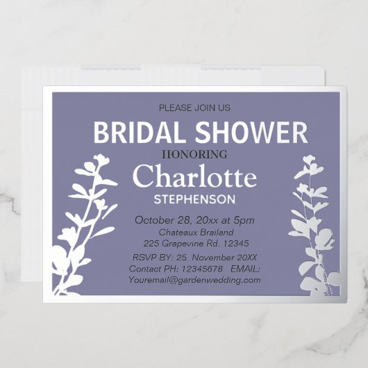 ボモダンタニ葉ックブライダルシャワー 箔招待状 (封筒)