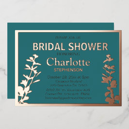 ボモダンタニ葉ックブライダルシャワー 箔招待状