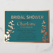 ボモダンタニ葉ックブライダルシャワー 箔招待状 (正面)