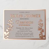 ボモダンタニ葉ックブライダルシャワー 箔招待状 (正面)