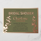 ボモダンタニ葉ックブライダルシャワー 箔招待状 (正面)