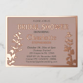 ボモダンタニ葉ックブライダルシャワー 箔招待状 (正面)