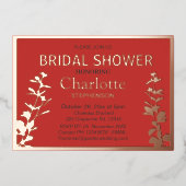 ボモダンタニ葉ックブライダルシャワー 箔招待状 (正面)