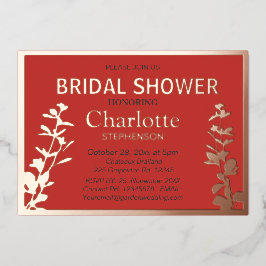 ボモダンタニ葉ックブライダルシャワー 箔招待状