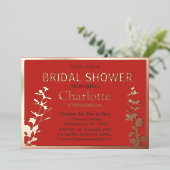 ボモダンタニ葉ックブライダルシャワー 箔招待状 (立ち正面)