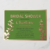 ボモダンタニ葉ックブライダルシャワー 箔招待状 (正面)