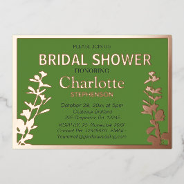 ボモダンタニ葉ックブライダルシャワー 箔招待状