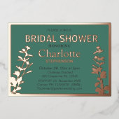 ボモダンタニ葉ックブライダルシャワー 箔招待状 (正面)