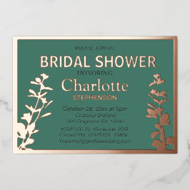 ボモダンタニ葉ックブライダルシャワー 箔招待状