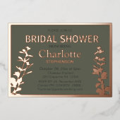 ボモダンタニ葉ックブライダルシャワー 箔招待状 (正面)