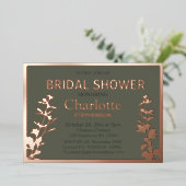 ボモダンタニ葉ックブライダルシャワー 箔招待状 (立ち正面)