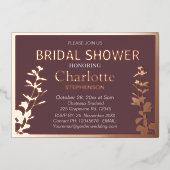 ボモダンタニ葉ックブライダルシャワー 箔招待状 (正面)