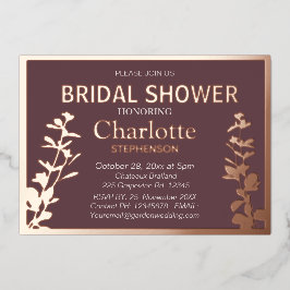 ボモダンタニ葉ックブライダルシャワー 箔招待状