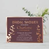 ボモダンタニ葉ックブライダルシャワー 箔招待状 (立ち正面)