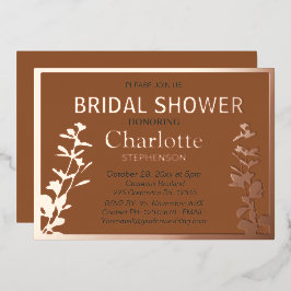 ボモダンタニ葉ックブライダルシャワー 箔招待状