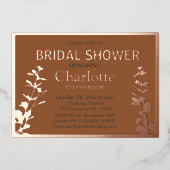ボモダンタニ葉ックブライダルシャワー 箔招待状 (正面)