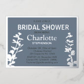 ボモダンタニ葉ックブライダルシャワー 箔招待状 (正面)