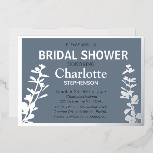 ボモダンタニ葉ックブライダルシャワー 箔招待状 (封筒)