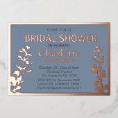 ボモダンタニ葉ックブライダルシャワー 箔招待状 (正面)