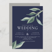 ボモダンタニ葉ック結婚式招待状 招待状 (正面/裏面)