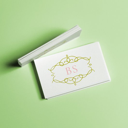 ボモダンホエレガントグリーンフレームモノグラム 名刺