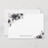 ボモダンホエレガント白黒フローラ結婚ズ サンキューカード (裏面)