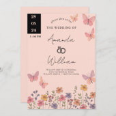 ボモダンホエレガント自然野結婚花 招待状 (正面/裏面)