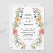 ボモダンホカラフルワフローラ結婚ズ 招待状 (正面)