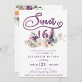 ボモダンホガーリーフローラグリッタータイポグラフィ 招待状 (正面/裏面)