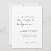 ボモダンホスタイルシンプル写真エレガント赤ちゃんシャワー 招待状 (裏面)