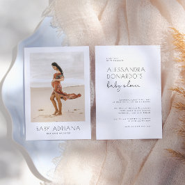 ボモダンホスタイルシンプル写真エレガント赤ちゃんシャワー 招待状