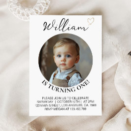 ボモダンホミニマル誕生日写真招待状 招待状