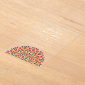 ボモダンホ族フローラカラフルマンダラ結婚ズ アクリル招待状 (レイダウン)