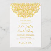 ボモダンホ族フローラカラフルマンダラ結婚ズ 箔招待状 (正面)