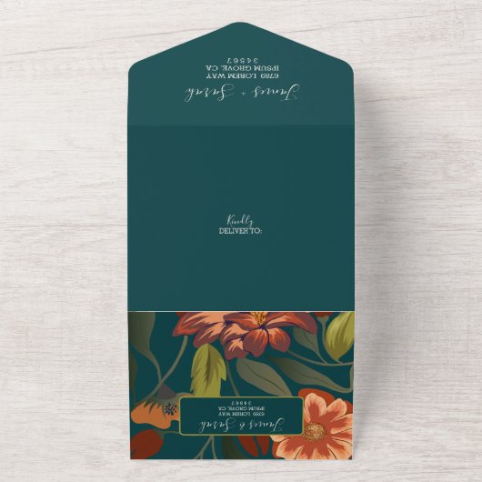 ボモダンホ素朴フローラ秋の結婚式カスタム オールインワン招待状 (外側)