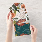 ボモダンホ素朴フローラ秋の結婚式カスタム オールインワン招待状 (貼ってはがせる)