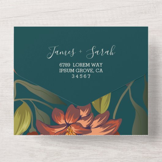 ボモダンホ素朴フローラ秋の結婚式カスタム オールインワン招待状 (裏面)