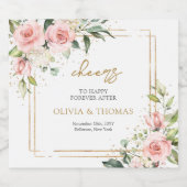 ボモダンホ赤面ピンクフローラ金ゴールドグリッター結婚ズ リキュールボトルラベル (シングルラベル)