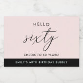 ボモダンホ赤面60パーソナライズされた誕生日 スパークリングワインラベル (シングルラベル)