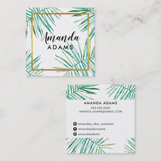 ボモダンボ離れホウォーター色のヤシ スクエア名刺 (正面/裏面)