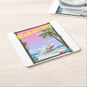 ボラカイフィリピンビーチ旅行ポスター スクエアペーパーコースター (アングル)