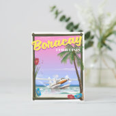 ボラカイフィリピンビーチ旅行ポスター ポストカード (スタンド正面)