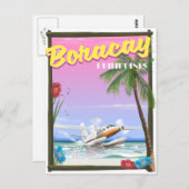 ボラカイフィリピンビーチ旅行ポスター ポストカード (正面/裏面)