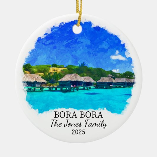 ボラパーソナライズされたボラオーナメントポリネシアフランスのホテル セラミックオーナメント (正面)