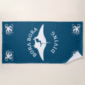 ボラボラでマンタレイでスキューバダイビング ビーチタオル (正面)