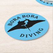 ボラボラでマンタレイでスキューバダイビング ラウンドペーパーコースター (アングル)