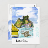 ボラボラキュートな漫画の水彩色 ポストカード (正面/裏面)